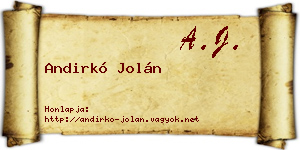 Andirkó Jolán névjegykártya