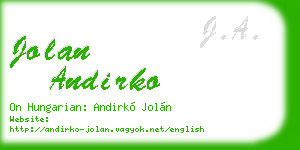 jolan andirko business card